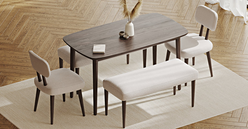 Lyno 77x140 Cm Sabit Yemek Masası Takımı (2 Roa Bench & 2 Roa Sandalye) - Keten
