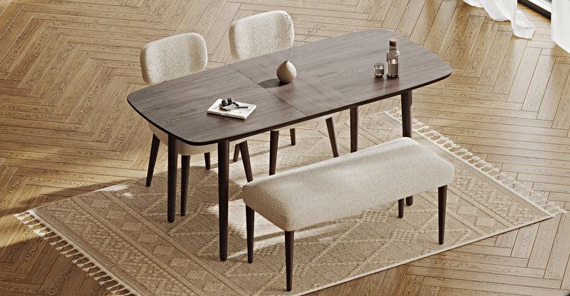 Lyno 77x140 Cm Açılır Yemek Masası Takımı (Roa Bench & 2 Roa Sandalye) - Bukle