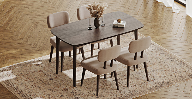 Lyno 77x140 Cm Sabit Yemek Masası Takımı (4 Roa Sandalye) - Kadife