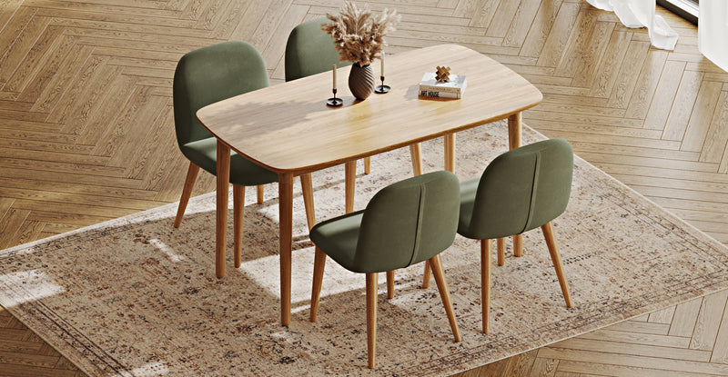 Lyno 77x140 Sabit Yemek Masası Takımı (4 Venn Sandalye) - Kadife