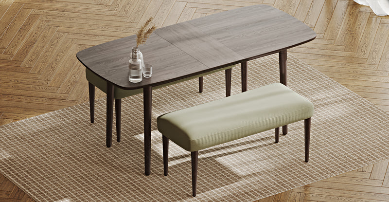 Lyno 77x140 Cm Açılır Yemek Masası Takımı (2 Roa Bench) - Fitilli Kadife