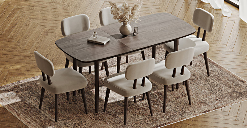 Lyno 77x140 Cm Açılır Yemek Masası Takımı (6 Roa Sandalye) - Performans Keten