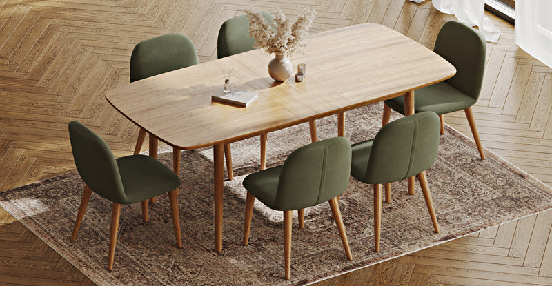 Lyno 97x160 Açılır Yemek Masası Takımı (6 Venn Sandalye) - Kadife