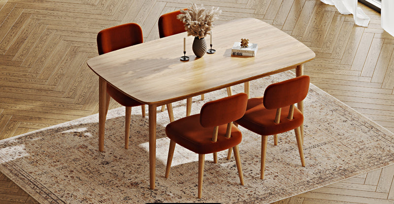 Lyno 97x160 Cm Sabit Yemek Masası Takımı (4 Roa Sandalye) - Performans Keten
