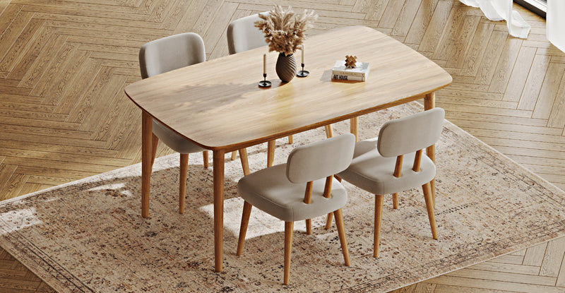 Lyno 97x160 Cm Sabit Yemek Masası Takımı (4 Roa Sandalye) - Performans Keten