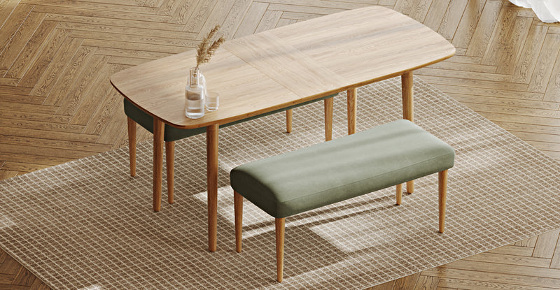 Lyno 77x140 Cm Açılır Yemek Masası Takımı (2 Roa Bench) - Kadife