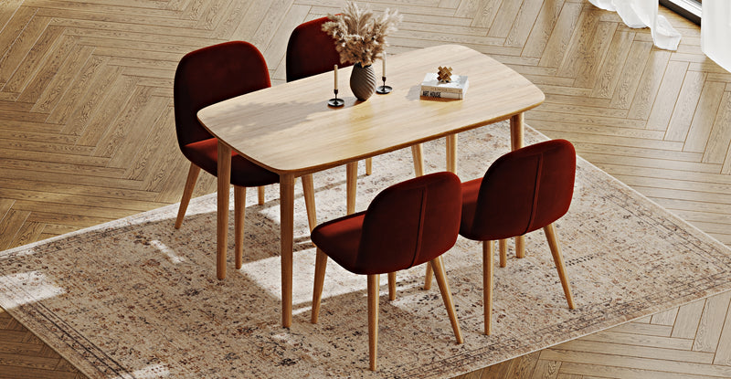 Lyno 77x140 Sabit Yemek Masası Takımı (4 Venn Sandalye) - Kadife