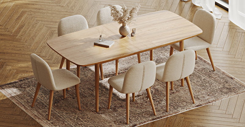 Lyno 97x160 Açılır Yemek Masası Takımı (6 Venn Sandalye) - Bukle