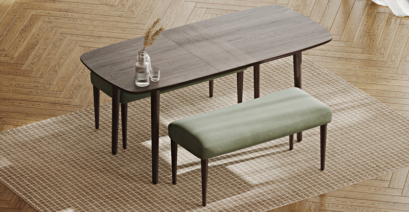 Lyno 77x140 Cm Açılır Yemek Masası Takımı (2 Roa Bench) - Kadife