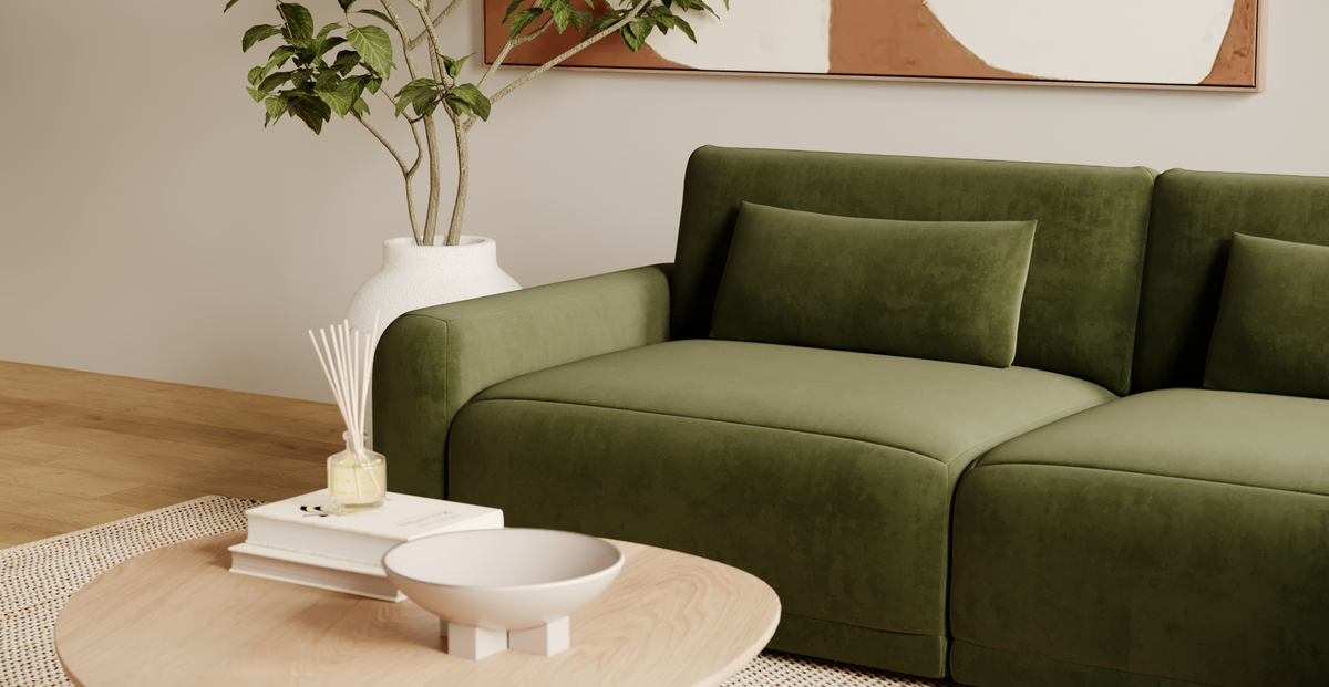 Carle Haki L Köşe Koltuk Takımı - Kadife