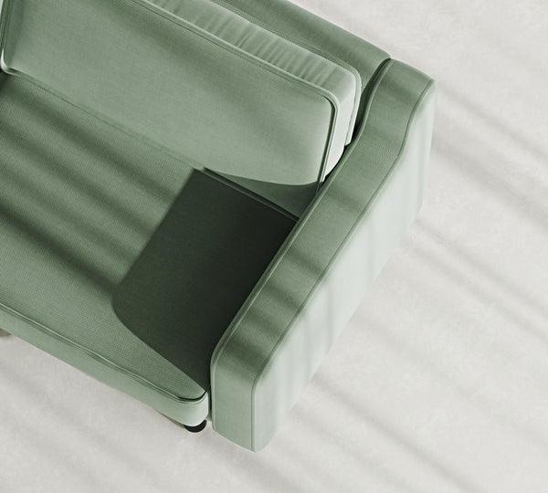 Klem Slim Loveseat Silindir Ahşap Ayak - Performans Kadife