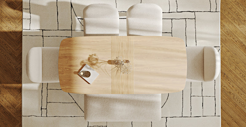 Lyno 77x140 Açılır Yemek Masası Takımı (Roa Bench & 4 Venn Sandalye) - Bukle