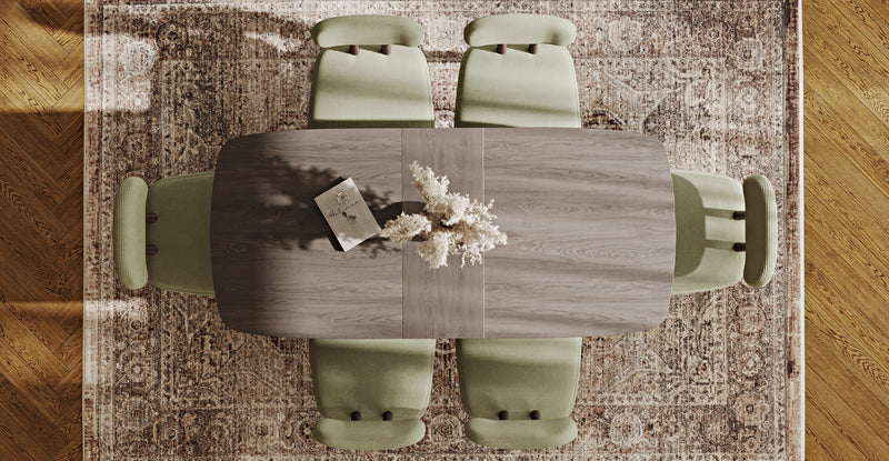 Lyno 77x140 Cm Açılır Yemek Masası Takımı (6 Roa Sandalye) - Fitilli Kadife