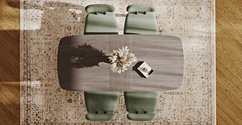 Lyno 77x140 Cm Açılır Yemek Masası Takımı (4 Roa Sandalye) - Kadife
