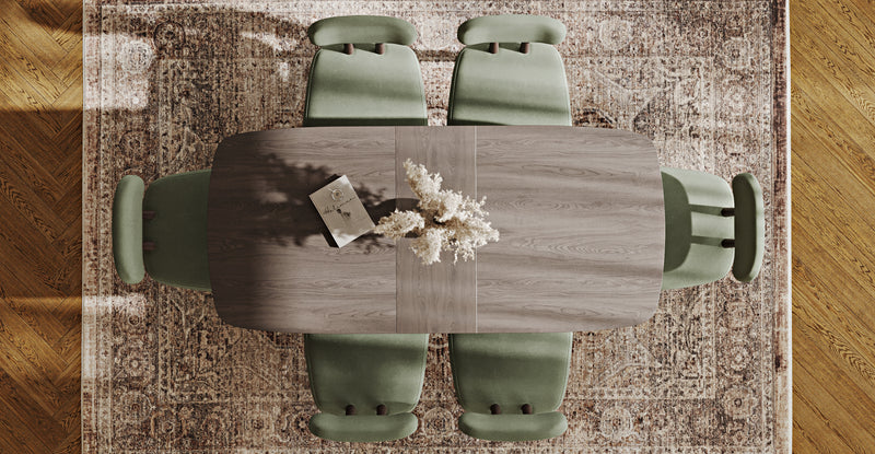 Lyno 77x140 Cm Açılır Yemek Masası Takımı (6 Roa Sandalye) - Kadife
