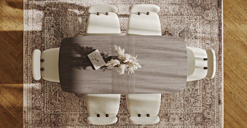 Lyno 77x140 Cm Açılır Yemek Masası Takımı (6 Roa Sandalye) - Doğal Doku