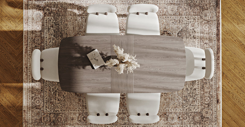 Lyno 77x140 Cm Açılır Yemek Masası Takımı (6 Roa Sandalye) - Fitilli Kadife