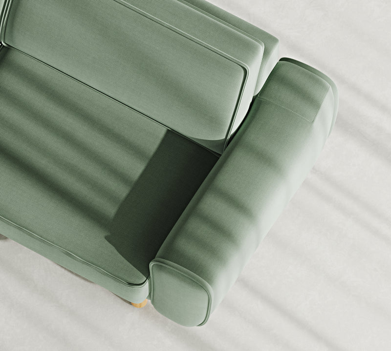 Klem Loveseat Silindir Ahşap Ayak - Performans Kadife