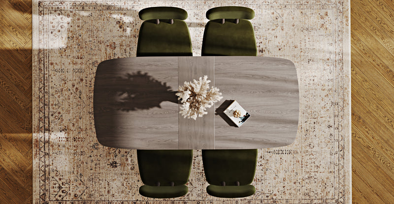Lyno 77x140 Cm Açılır Yemek Masası Takımı (4 Roa Sandalye) - Kadife