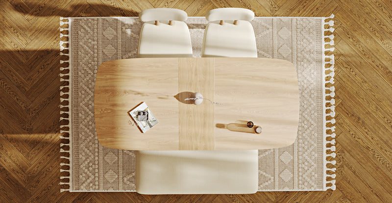 Lyno 77x140 Cm Açılır Yemek Masası Takımı (Roa Bench & 2 Roa Sandalye) - Doğal Doku