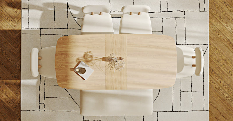 Lyno 77x140 Cm Açılır Yemek Masası Takımı (Roa Bench & 4 Roa Sandalye) - Doğal Doku