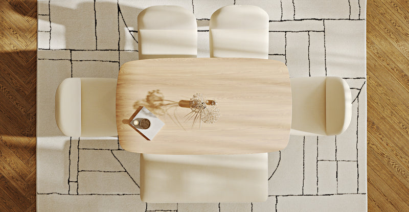 Lyno 77x140 Sabit Yemek Masası Takımı (Roa Bench & 4 Venn Sandalye) - Doğal Doku