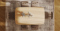 Lyno 97x160 Cm Sabit Yemek Masası Takımı (6Lı Roa) - Fitilli Kadife