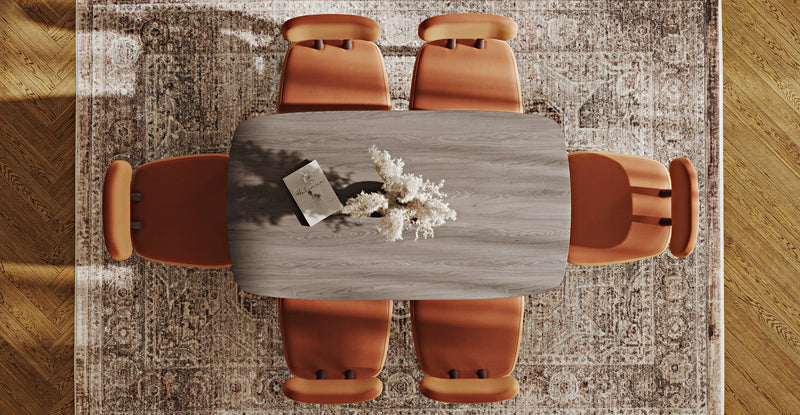 Lyno 77x140 Cm Sabit Yemek Masası Takımı (6 Roa Sandalye) - Performans Kadife
