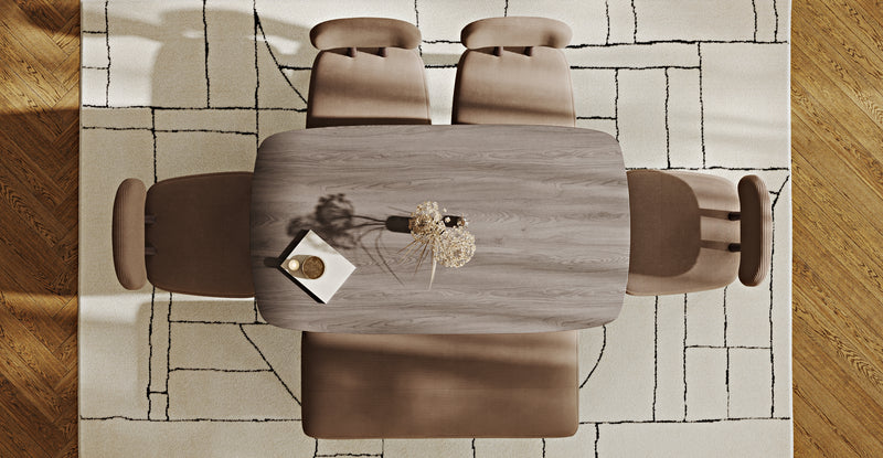 Lyno 77x140 Cm Sabit Yemek Masası Takımı (Roa Bench & 4 Roa Sandalye) - Fitilli Kadife