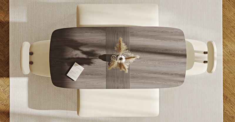 Lyno 77x140 Cm Açılır Yemek Masası Takımı (2 Roa Bench & 2 Roa Sandalye) - Doğal Doku