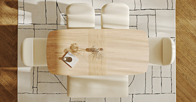 Lyno 77x140 Açılır Yemek Masası Takımı (Roa Bench & 4 Venn Sandalye) - Doğal Doku