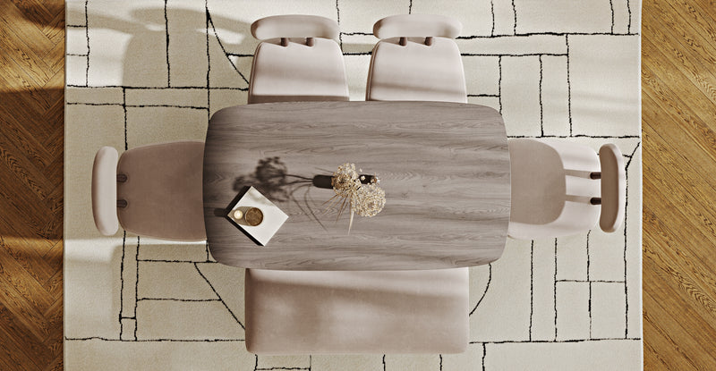 Lyno 77x140 Cm Sabit Yemek Masası Takımı (Roa Bench & 4 Roa Sandalye) - Kadife