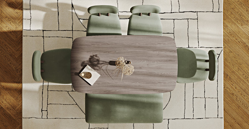 Lyno 77x140 Cm Sabit Yemek Masası Takımı (Roa Bench & 4 Roa Sandalye) - Kadife