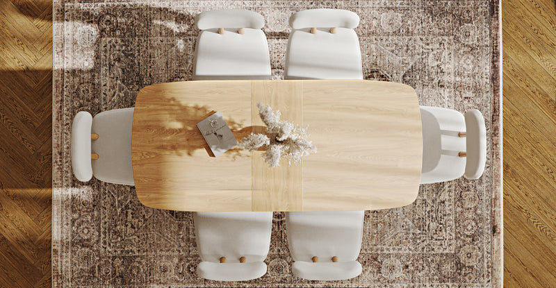 Lyno 77x140 Cm Açılır Yemek Masası Takımı (6 Roa Sandalye) - Fitilli Kadife