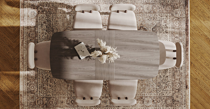 Lyno 77x140 Cm Açılır Yemek Masası Takımı (6 Roa Sandalye) - Kadife