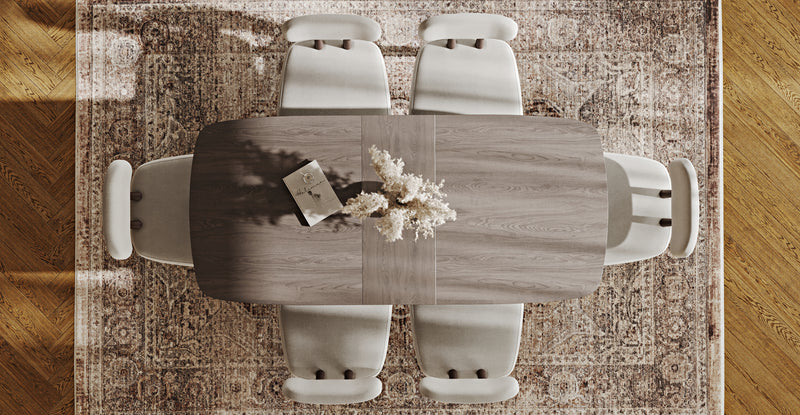 Lyno 77x140 Cm Açılır Yemek Masası Takımı (6 Roa Sandalye) - Performans Keten