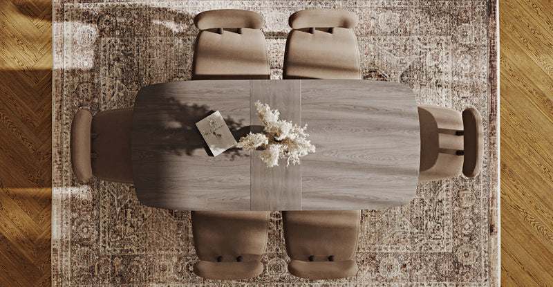 Lyno 77x140 Cm Açılır Yemek Masası Takımı (6 Roa Sandalye) - Fitilli Kadife