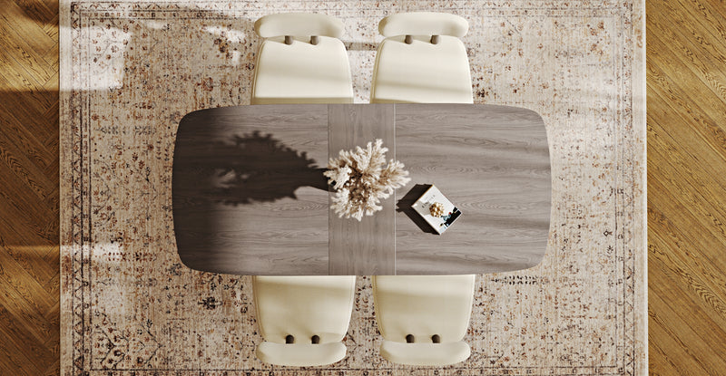 Lyno 77x140 Cm Açılır Yemek Masası Takımı (4 Roa Sandalye) - Doğal Doku