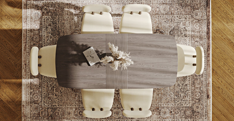 Lyno 77x140 Cm Açılır Yemek Masası Takımı (6 Roa Sandalye) - Doğal Doku