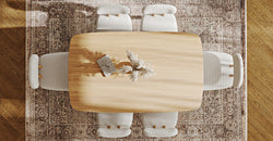 Lyno 97x160 Cm Sabit Yemek Masası Takımı (6Lı Roa) - Fitilli Kadife