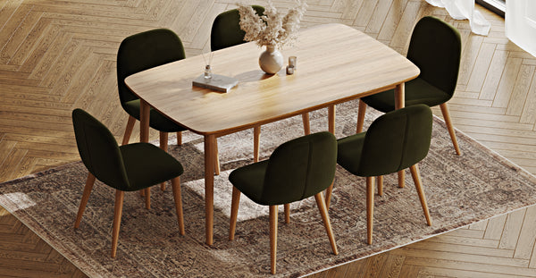 Lyno 97x160 Sabit Yemek Masası Takımı (6 Venn Sandalye) - Kadife