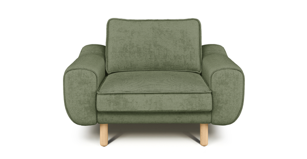 Klem Tekli Koltuk Large Silindir Ahşap Ayak - Fitilli Kadife