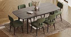 Lyno 97x160 Cm Açılır Yemek Masası Takımı (6Lı Roa) - Kadife