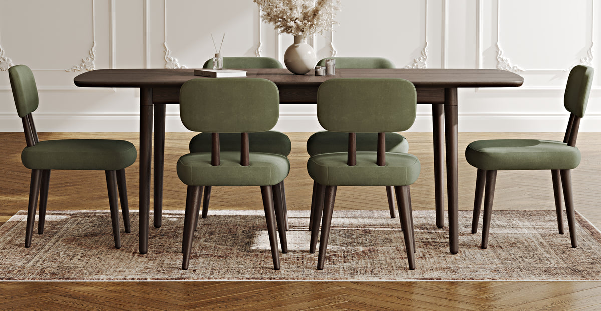 Lyno 97x160 Cm Açılır Yemek Masası Takımı (6Lı Roa) - Kadife