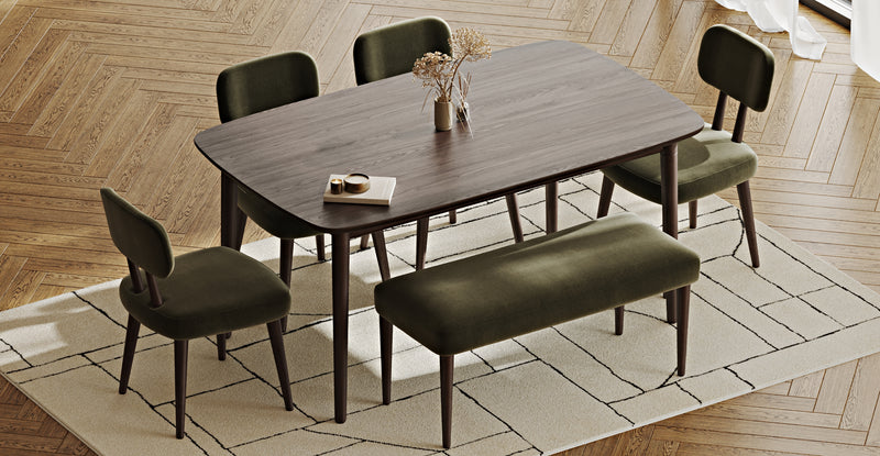 Lyno 97x160 Cm Sabit Yemek Masası Takımı (Bench&4Lü Roa) - Performans Keten