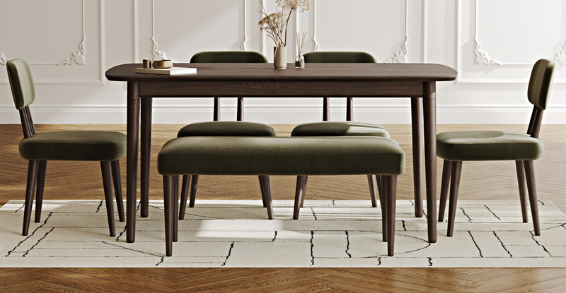 Lyno 97x160 Cm Sabit Yemek Masası Takımı (Bench&4Lü Roa) - Performans Keten