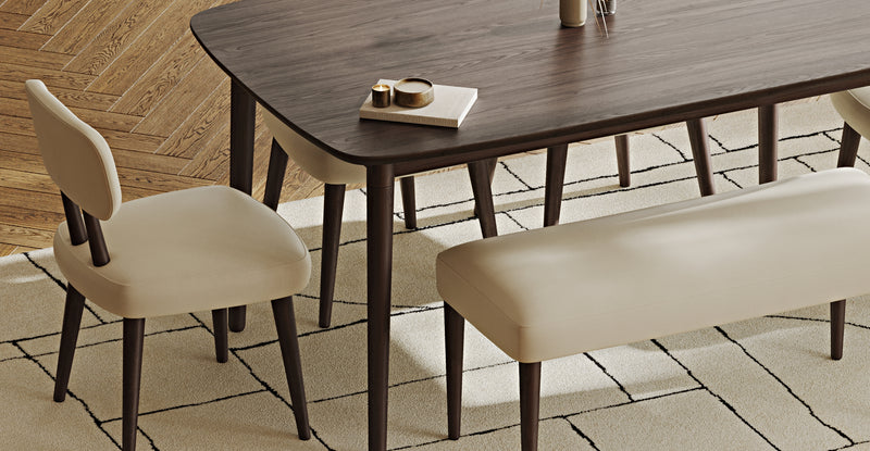 Lyno 97x160 Cm Sabit Yemek Masası Takımı (Bench&4Lü Roa) - Performans Kadife