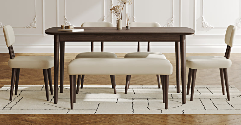 Lyno 97x160 Cm Sabit Yemek Masası Takımı (Bench&4Lü Roa) - Performans Kadife