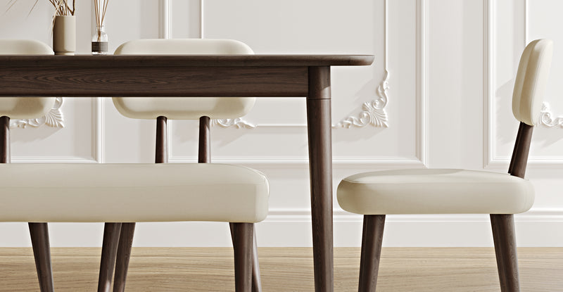 Lyno 97x160 Cm Sabit Yemek Masası Takımı (Bench&4Lü Roa) - Performans Kadife