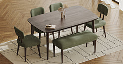 Lyno 97x160 Cm Sabit Yemek Masası Takımı (Bench&4Lü Roa) - Kadife
